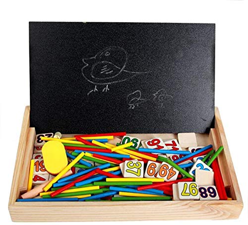 Brigamo 2in1 Zeichentafel & Rechentafel, Tafel für Kinder mit Uhr, Rechenhilfe und Ablage von Brigamo