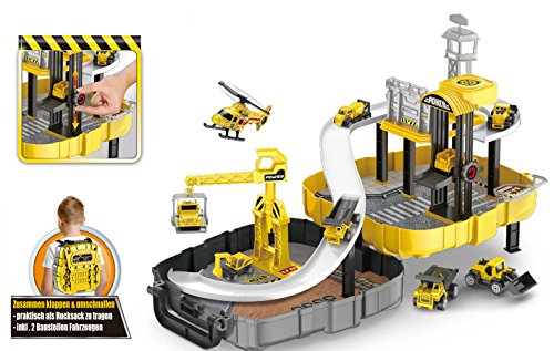 Brigamo ? Baumeister Spielset aufklappbare Baustelle mit Kran und zwei Baustellen Fahrzeuge im praktischen Werkzeugkoffer Rucksack zum umschnallen und zur Spielzeug Aufbewahrung ? Brigamo ? Baumeister Spielset aufklappbare Baustelle mit Kran und zwei Baustellen Fahrzeuge im praktischen Werkzeugkoffer Rucksack zum umschnallen und zur Spielzeug Aufbewahrung ? von Brigamo
