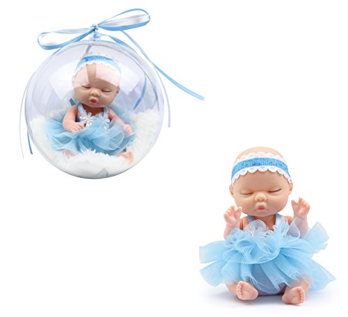 Brigamo ❀ Doll Surprise,süße Mini Baby Puppe mit Flauschiger Felldecke in der Deko Kugel (blau) von Brigamo