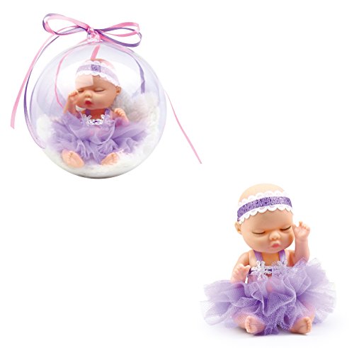 Brigamo ❀ Doll Surprise,süße Mini Baby Puppe mit Flauschiger Felldecke in der Deko Kugel (violett) von Brigamo