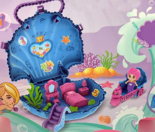 Brigamo Meerjungfrau Spielzeug Set inkl. Prinzessin Puppe im praktischen Muschel Koffer von Brigamo