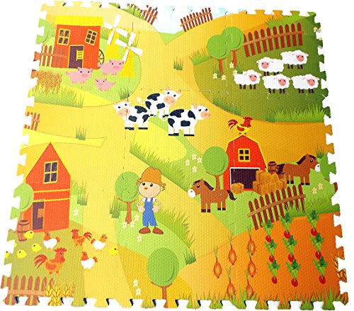 Brigamo Bauernhof Puzzlematte, 9 teilige Schaumstoffmatte, Schadstoff geprüft von Brigamo