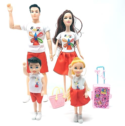 Brigamo Premium Puppen Familie Set 4 x Puppe mit Mama,Papa,Junge & Mädchen, Mädchen Spielzeug ab 3 Jahre von Brigamo