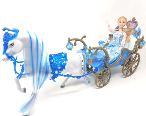 Brigamo Prinzessin Puppe mit Eisprinzessin Kutsche und Pferde Spielzeug von Brigamo