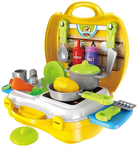 Brigamo to go im Koffer Spielzeugset, Spielzeug Küche Kinderküche Set von Brigamo
