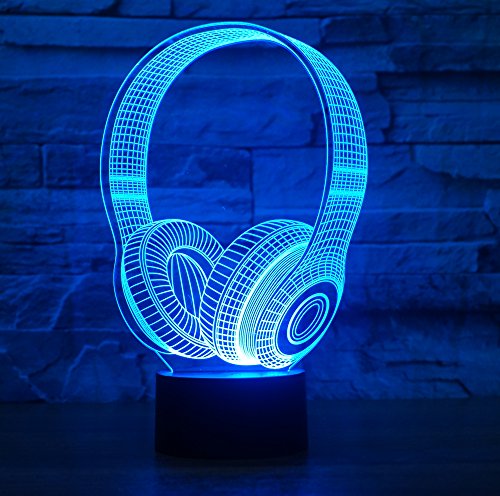 Kopfhörer Hologramm 3d Lampe Nachttischlampe, Nachtlicht fürs Kinderzimmer, LED Lampe fürs Wohnzimmer Kopfhörer Hologramm 3d Lampe Nachttischlampe, Nachtlicht fürs Kinderzimmer, LED Lampe fürs Wohnzimmer von Brigamo
