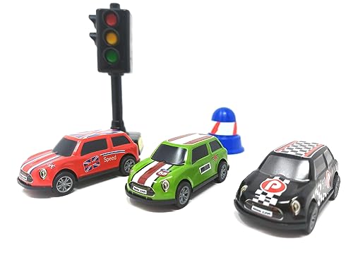 Premium Spielzeug Auto Set, Spielzeugautos 3er Set mit Ampel und Pylone, Auto Spielzeug ab 6 Jahre für Jungen von Brigamo