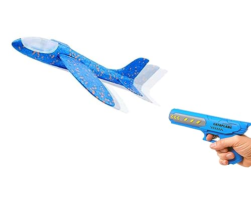 Brigamo 【𝙋𝙧𝙞𝙢𝙚 𝘿𝙚𝙖𝙡】 Premium Styroporflieger Katapult Pistole inkl. Flugzeug Wurfgleiter, Flugzeug Spielzeug ab 4 Jahren - Siehe Video von Brigamo