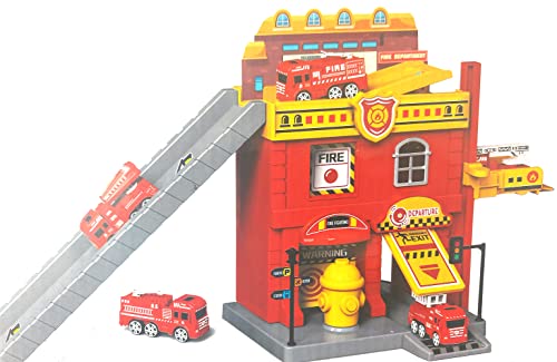 【𝙋𝙧𝙞𝙢𝙚 𝘿𝙚𝙖𝙡】 City Feuerwehr Station mit 2 x Feuerwehrauto, Auto Spielzeug ab 6 Jahre für Jungen von Brigamo