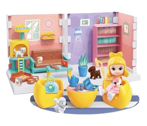 【𝙋𝙧𝙞𝙢𝙚 𝘿𝙚𝙖𝙡】 Premium Pocket Miniatur Puppenhaus Wohnzimmer mit Möbel und Minifigur - Siehe Video von Brigamo