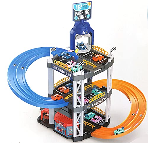 Brigamo 【𝙋𝙧𝙞𝙢𝙚 𝘿𝙚𝙖𝙡】 Spielzeug Rennbahn Parkhaus inkl. 2 x Spielzeugauto von Brigamo