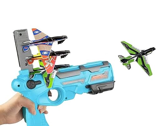 Brigamo 【𝙋𝙧𝙞𝙢𝙚 𝘿𝙚𝙖𝙡】 Styroporflieger Katapult Pistole inkl. 3 x Flugzeug Wurfgleiter, Flugzeug Spielzeug ab 4 Jahren - Siehe Video von Brigamo