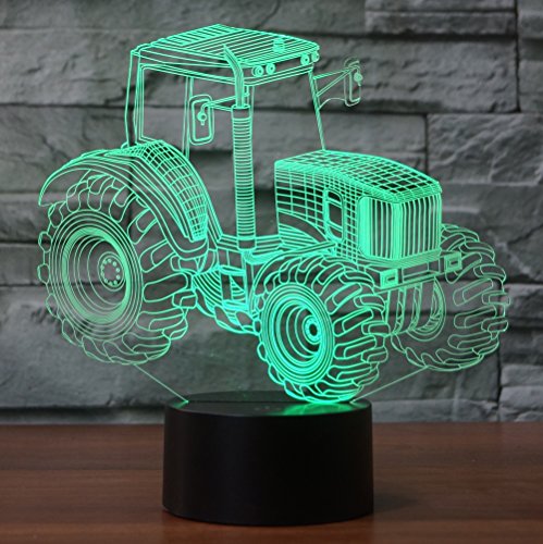 Traktor Hologramm 3d Lampe Nachttischlampe, Nachtlicht fürs Kinderzimmer, LED Lampe fürs Wohnzimmer von Brigamo