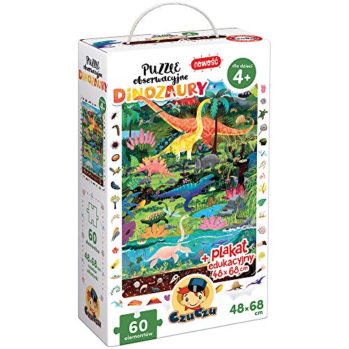 Czuczu Bright Junior Media Puzzle Obserwacyjne Dinozaury - Zestaw Edukacyjny Duże Puzzle i Plakat Dla Dzieci 4+ von Czuczu