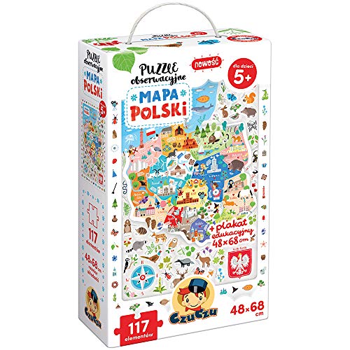 Bright Junior Media CzuCzu Puzzle Obserwacyjne Mapa Polski - Zestaw Edukacyjny Duże Puzzle i Plakat Dla Dzieci 5+ von Czuczu