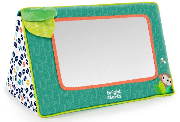 BrightStarts Safari Mirror Aktivitätsspielzeug, Grün/Gemustert, Babyspielzeug von Bright Starts