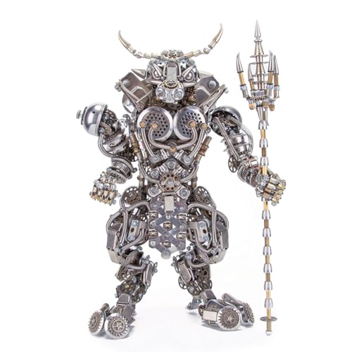 BrightBud 3D Metall Puzzle Erwachsene, 3D Metall Puzzle Stierköpfiger Mann Modell, DIY Mechanische Steampunk Stierköpfiger Dämon, Surreale Mechanische Tiere, Desktop Deko, 2500+ Teile von BrightBud