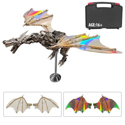 BrightBud 3D Metall Puzzle Modell für Erwachsene, DIY 3D Metallmechanik-Drache Modell mit Edelstahlständer & austauschbaren Flügeln, Steampunk Mechanisches Drache, Desktop Geschenke, 600+ Teile BrightBud 3D Metall Puzzle Modell für Erwachsene, DIY 3D Metallmechanik-Drache Modell mit Edelstahlständer & austauschbaren Flügeln, Steampunk Mechanisches Drache, Desktop Geschenke, 600+ Teile von BrightBud