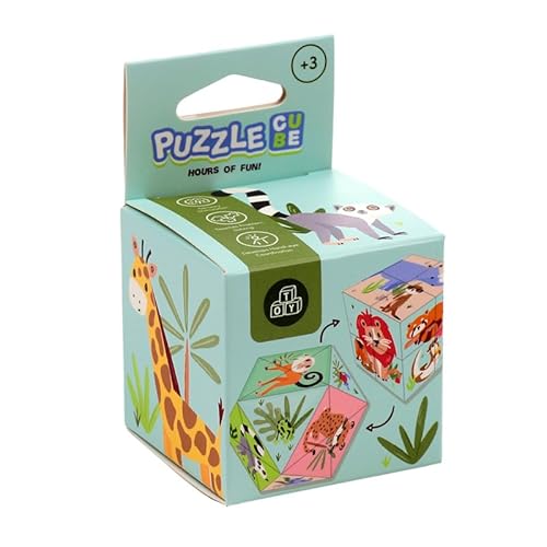 Brightium Würfelpuzzle: Würfel mit 6 Seiten, mit Tiermotiven, fördert motorische Fähigkeiten und Problemlösung, ideal für Kinder. von Brightium