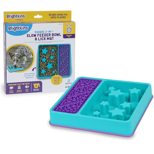 Brightkins Brightkins Slow Feeder & Lick Mat Outdoor Puzzlebrett Interaktives Hundespielzeug Hund Geburtstag Anreicherung Slow Feeder Schalen Welpen Zahnen und Kauen Stimulierender Automatischer von Brightkins