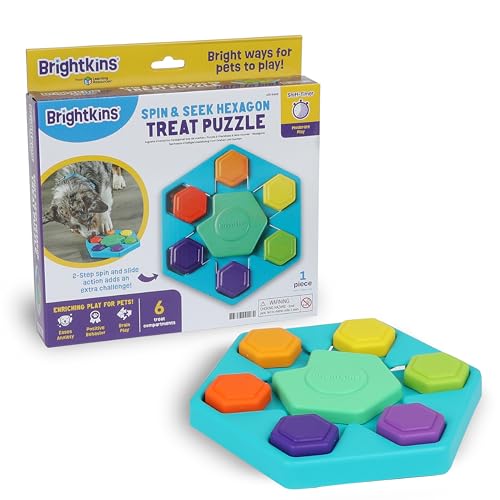 Brightkins Spin & Seek Hexagon Leckerli‑Puzzle – 2‑Schritt Schnüffelspaß für Hunde von Brightkins