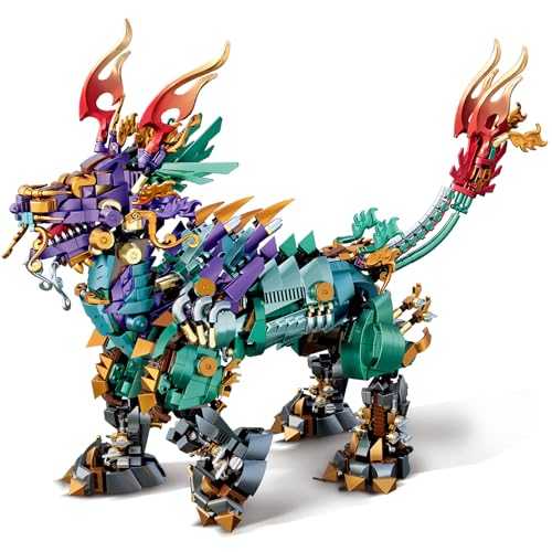 Brihappen Chinesische Kirin Bausteine Set für Erwachsene Kinder, Mechanischer Kirin Klemmbausteine Modell Tier Bauspielzeug, Kreative Geschenke für Mädchen Jungen(1616 Stück) von Brihappen
