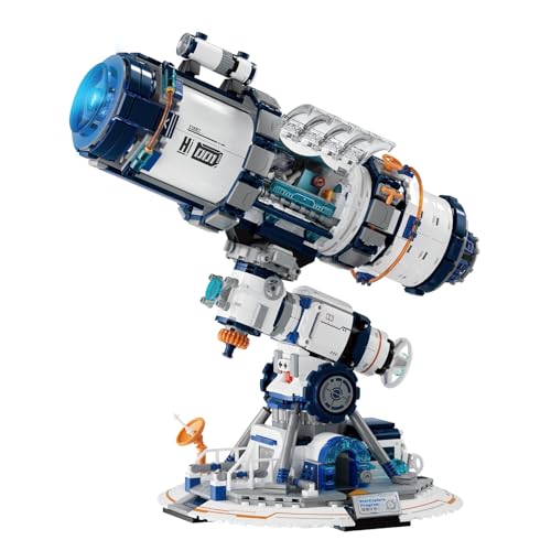Brihappen Teleskop Bausteine Set mit Lichtern, Weltraumteleskop Klemmbausteine Bausätze Spielzeug für Zimmer Dekor Sammlung, Geschenk für Erwachsene Kinder Astronomie-Enthusiasten（995 Stück） von Brihappen