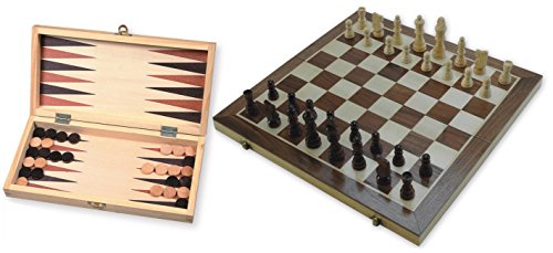 Schach 670016 - Backgammon Kassette, Spiel mit Intarsien Spielfeldern von Brimtoy