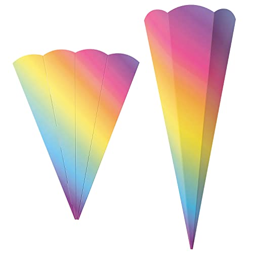 Bringmann NEU 5er Pack Schultütenrohlinge mit Steckverschluß, Stabiler Karton 400g/qm, 6-eckig, 68 cm, Regenbogen von folia