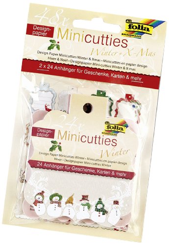 folia 11093 - Designpapier Mini Cutties Duo Set, je 24 mit Winter- und X-Mas-Design- aus Papier gefertigte Anhänger mit schönem Designdruck und Glitzereffekt von folia