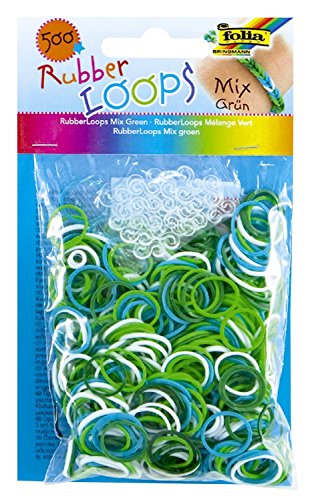folia 331594 - Rubber Loops Mix, 500 Gummibänder, inklusive 25 stück - Clips und 1 Häkelnadel, grün folia 331594 - Rubber Loops Mix, 500 Gummibänder, inklusive 25 stück - Clips und 1 Häkelnadel, grün von folia