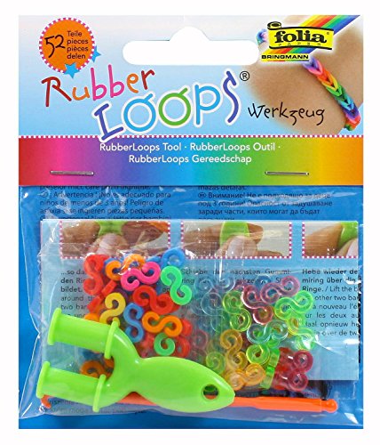 folia 33809 - Rubber Loops Werkzeug, inklusive S - Klipse, 50 farbig sortiert von folia