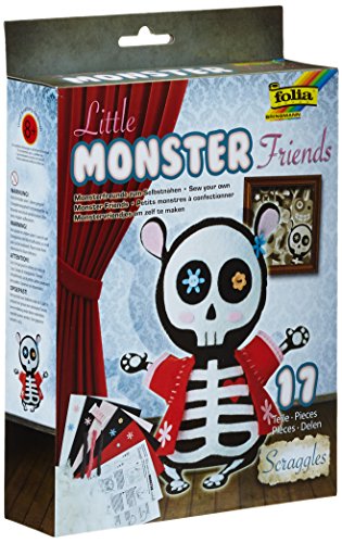 folia 50105 - Bastelset Little Monster Friends "Scraggles'', 17-teilig - Monsterfreund aus Filz zum Selbernähen von folia