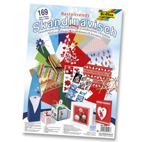 folia 949 - Basteltrends "Weihnachten Skandinavisch", 169 Teile - Kreativset für Kinder und Erwachsene mit verschiedenen Trendmaterialien von folia