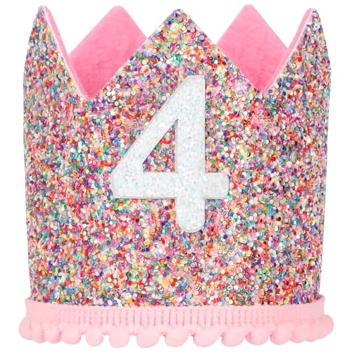 Geburtstagskrone Baby Regenbogen für 4. Party Prinzessin Mädchen Geburtstag Krone Einstellbare Tiara Haarband Hut Baby Krone für Kinder Mädchen Partyhüte Party Deko Geburtstagshut Kindergeburtstag Geburtstagskrone Baby Regenbogen für 4. Party Prinzessin Mädchen Geburtstag Krone Einstellbare Tiara Haarband Hut Baby Krone für Kinder Mädchen Partyhüte Party Deko Geburtstagshut Kindergeburtstag von Brinny