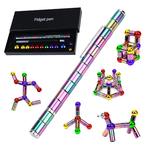 Magnetisches Fingerspielzeug Magnet Fidget Pen Magnetischer Kugelschreiber Stift Lustig Multifunktions Magnetstift Stressabbau Druckkugelschreiber Geschenke für Männer Frauen Kinder (Mehrfarbig) von Brinny