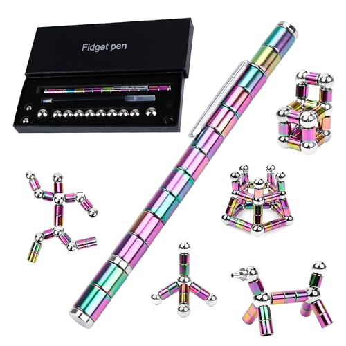 Magnetisches Fingerspielzeug Magnet Fidget Pen Magnetischer Kugelschreiber Stift Lustig Multifunktions Magnetstift Stressabbau Druckkugelschreiber Geschenke für Männer Frauen Kinder (Rosa) von Brinny