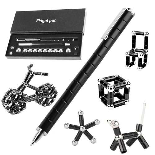 Magnetisches Fingerspielzeug Magnet Fidget Pen Magnetischer Kugelschreiber Stift Lustig Multifunktions Magnetstift Stressabbau Druckkugelschreiber Geschenke für Männer Frauen Kinder (Schwarz) von Brinny