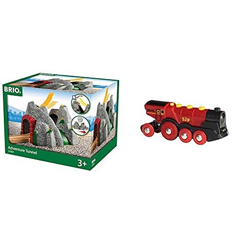 BRIO World 33481 Magischer Tunnel – Eisenbahnzubehör– Kleinkinderspielzeug& World 33592 Rote Lola elektrische Lok – Batterie-Lokomotive & Sound – Kleinkinderspielzeug empfohlen ab 3 Jahren von BRIO