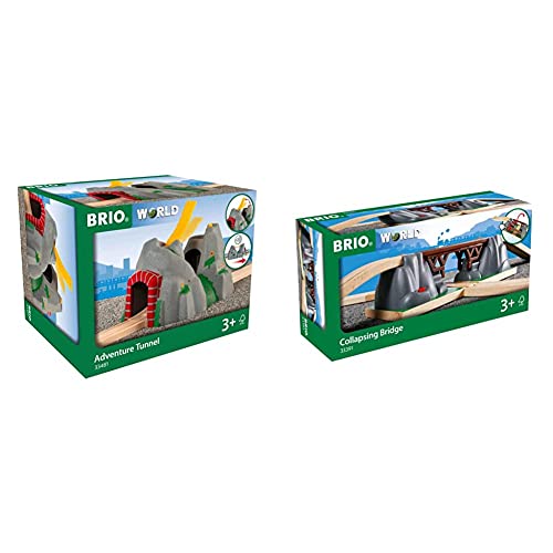 BRIO World 33481 Magischer Tunnel – Eisenbahnzubehör für die BRIO Holzeisenbahn – Kleinkinderspielzeug mit Effekten empfohlen für Kinder ab 3 Jahren & World 33391 - Einsturzbrücke BRIO World 33481 Magischer Tunnel – Eisenbahnzubehör für die BRIO Holzeisenbahn – Kleinkinderspielzeug mit Effekten empfohlen für Kinder ab 3 Jahren & World 33391 - Einsturzbrücke von BRIO