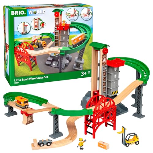 BRIO World 33887 Großes Lagerhaus-Set mit Aufzug - Zubehör für die Holzeisenbahn - Konstruktionsspielzeug empfohlen für Kinder ab 3 Jahren von BRIO