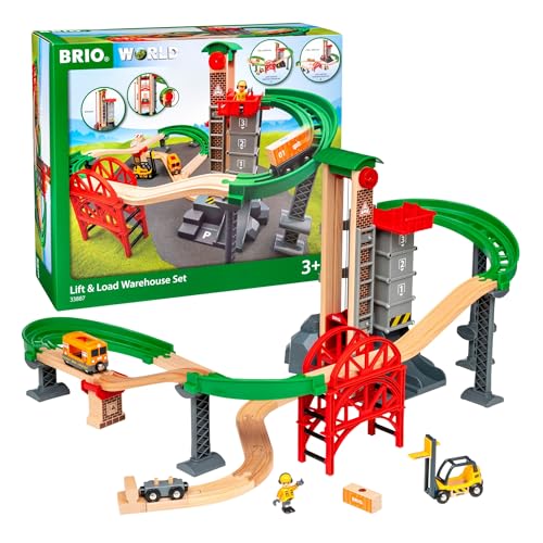 BRIO World 33887 Großes Lagerhaus-Set mit Aufzug - Zubehör Holzeisenbahn - Konstruktionsspielzeug empfohlen für Kinder ab 3 Jahren von BRIO