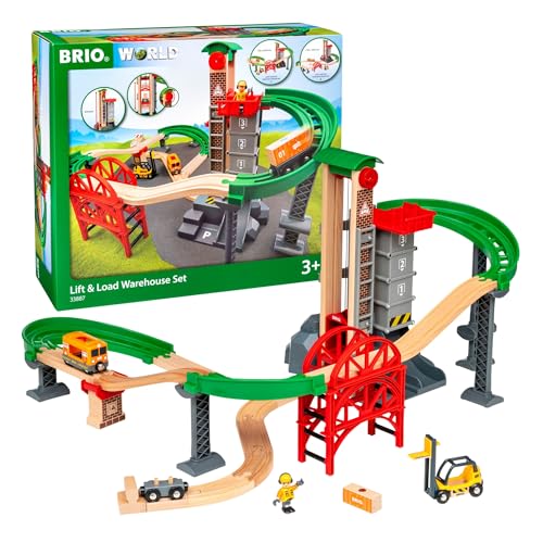 BRIO World 33887 Großes Lagerhaus-Set mit Aufzug - Zubehör für die Holzeisenbahn - Konstruktionsspielzeug empfohlen für Kinder ab 3 Jahren von BRIO