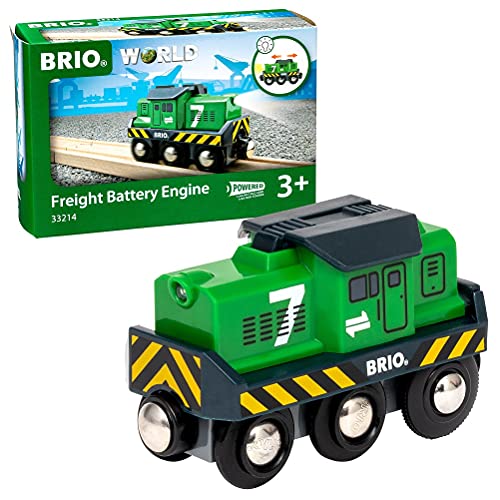 BRIO World 33214 Batterie-Frachtlok - Grüne Batterie-Lok mit Frontscheinwerfern - Empfohlen ab 3 Jahren von BRIO