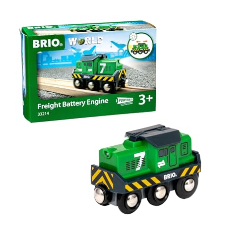 BRIO World 33214 Batterie-Frachtlok - Grüne Batterie-Lok mit Frontscheinwerfern - Empfohlen ab 3 Jahren von BRIO