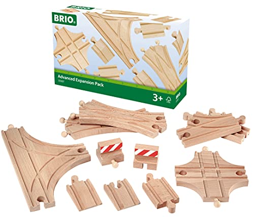 BRIO World 33307 Schienen- und Weichensortiment - 11 Weichen aus Buchenholz für die Holzeisenbahn - Empfohlen für Kinder ab 3 Jahren von BRIO