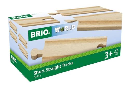 BRIO Bahn 33334 - Kurze gerade Gleise - Eisenbahnzubehör Holzeisenbahn - Empfohlen für Kinder ab 3 Jahren von BRIO