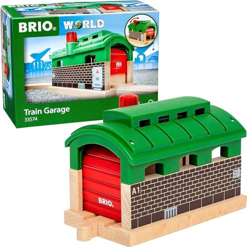 BRIO World 33574 - Lokschuppen mit Rolltor - Eisenbahnzubehör für die BRIO Holzeisenbahn - Kleinkinderspielzeug empfohlen für Kinder ab 3 Jahren von BRIO