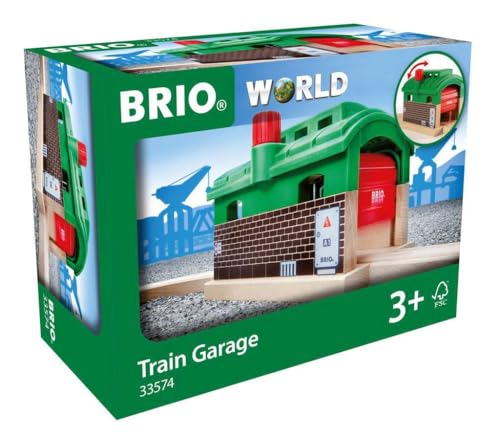 BRIO World 33574 - Lokschuppen mit Rolltor - Eisenbahnzubehör für die BRIO Holzeisenbahn - Kleinkinderspielzeug empfohlen für Kinder ab 3 Jahren von BRIO