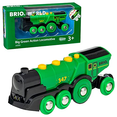 BRIO World 33593 Grüner Gustav elektrische Lok - Batterie-Lokomotive mit Licht & Sound - Kleinkinderspielzeug empfohlen ab 3 Jahren von BRIO